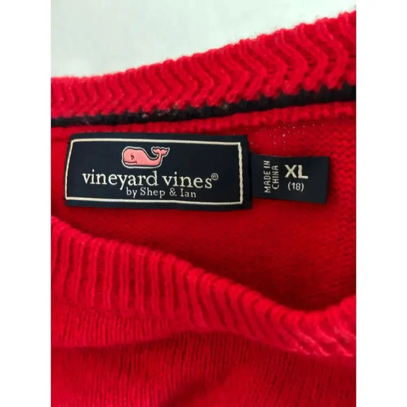 Vineyard Vines Nautical Red Fair Isle Wool-Blend Sweater Size XL - Picture 7 of 8